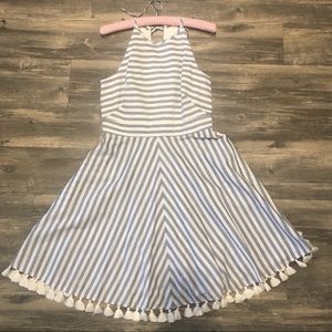 Eliza J Blue and White Cotton Striped Dress